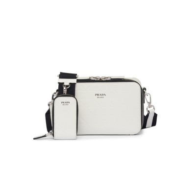 PRADA BRIQUE EMBOSSED LEATHER SHOULDER BAG 2VH070 (19*12*5.5cm) 